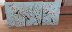 Vrolijke  vogels 3-delig prent/voorjaar bloessem, Ophalen