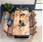 Eetkamertafel boomstam mangohout 78x160x100 cm uit India, Ophalen, 100 tot 150 cm, Zo goed als nieuw, Vijf personen of meer