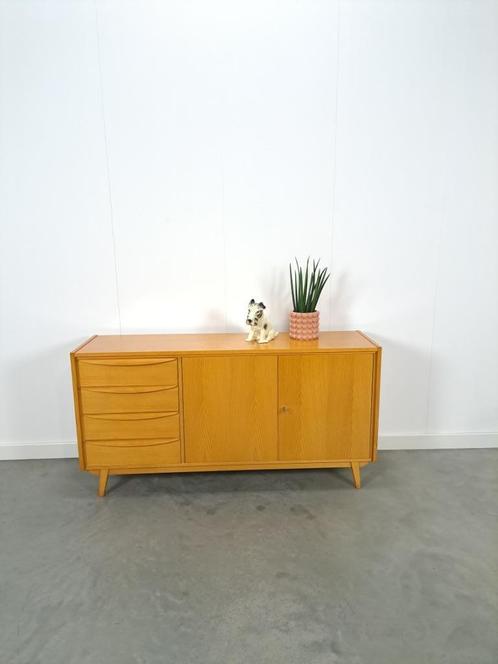 Fineer dressoir met lades, houten handgrepen vintage tv meub, Huis en Inrichting, Kasten | Dressoirs, Gebruikt, 100 tot 150 cm