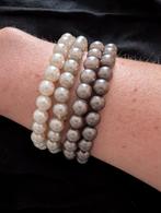 Set van 4 armbandjes parel look wit naar donkergrijs, Ophalen of Verzenden, Zo goed als nieuw, Wit, Kunststof of Plastic