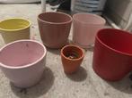 6 diverse bloempotten, Tuin en Terras, Bloempotten, Gebruikt, Rond, Binnen, Ophalen of Verzenden