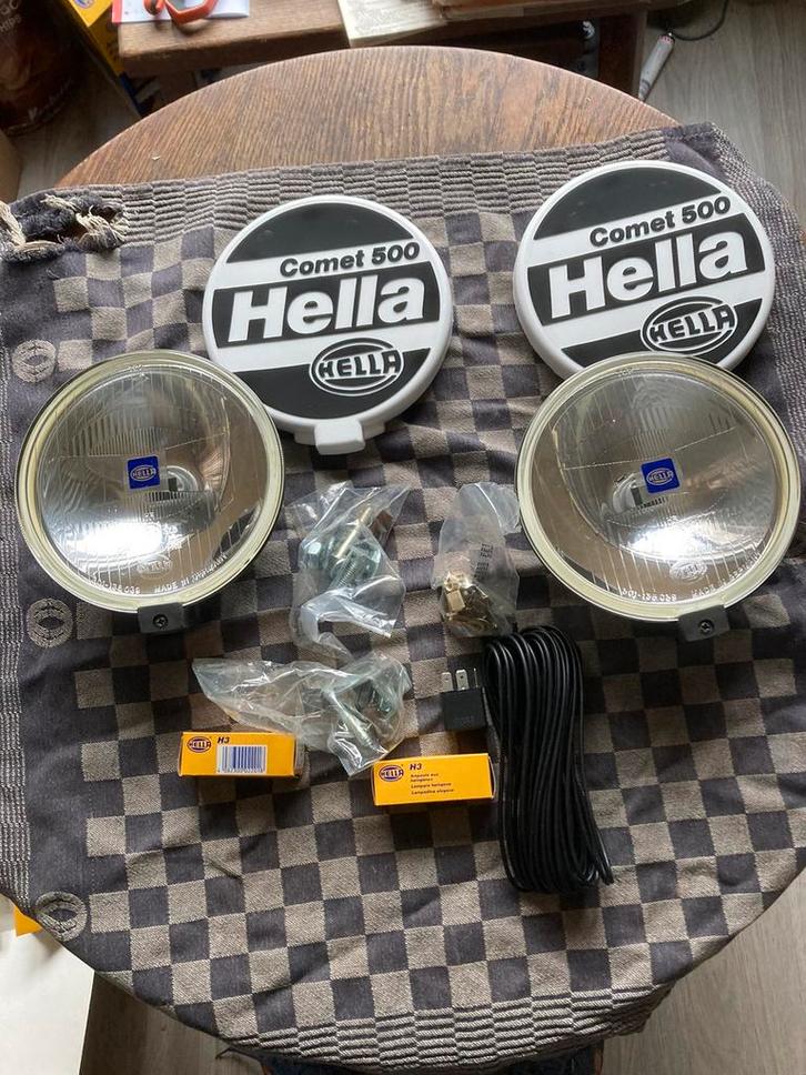 Oldtimer 1 Hella set verstralers type comet 500 met covers, Auto-onderdelen, Verlichting, Nieuw, Ophalen of Verzenden