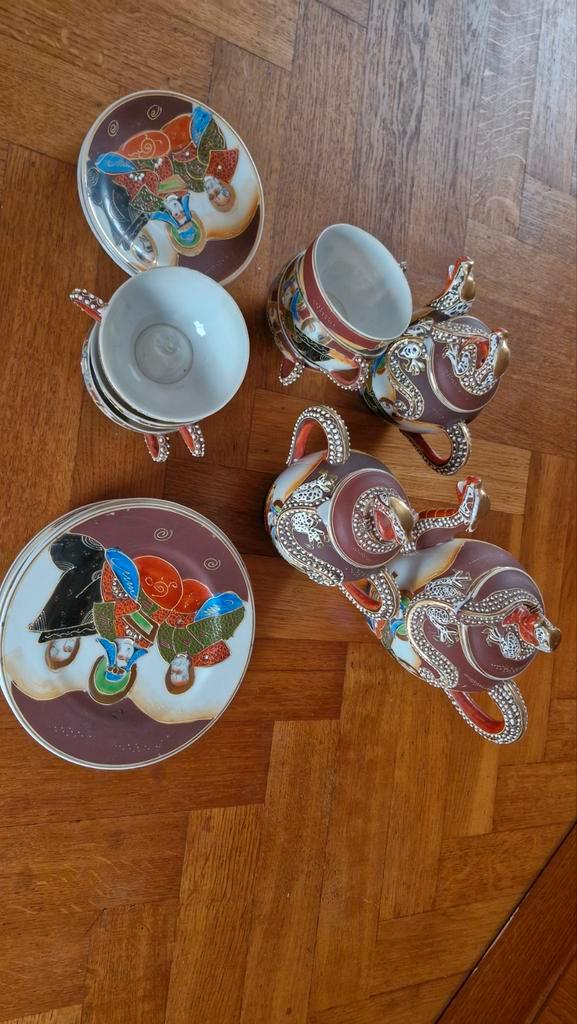 Japans theeservies met draken, Antiek en Kunst, Antiek | Servies compleet, Ophalen