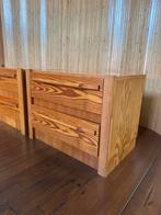 Set/2 Vintage Grenen Nachtkastjes / Ladekastjes, Ophalen, Gebruikt, X, Hout