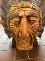 Indianen hoofd houten beeld, Ophalen of Verzenden