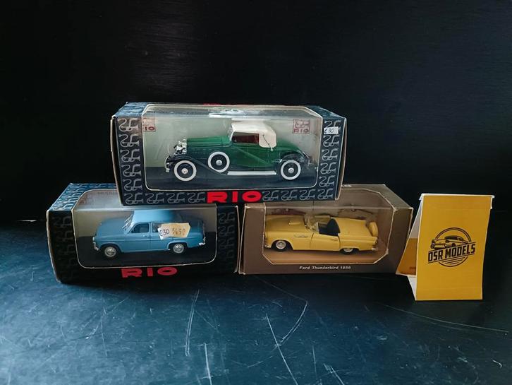 1:43 Rio Bugatti modellen en een Ford, Hobby en Vrije tijd, Modelauto's | 1:43, Nieuw, Auto, Overige merken, Ophalen of Verzenden