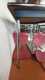 Vintage eettafel met 6 stoelen, Ophalen, Gebruikt, 50 tot 100 cm, Vijf personen of meer