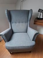 Ikea strandmon: faiteuil en voetenbank grijs, Huis en Inrichting, Fauteuils, Ophalen of Verzenden, Zo goed als nieuw