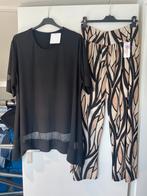 Nieuwe 2 delige set;alijn tuniek bruin zwart zomerbroek, Overige typen, Verzenden, Zwart, Moda italia