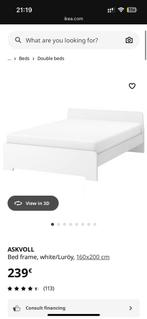 Ikea Askvoll bedrame + lattenbodems 160x200, Huis en Inrichting, Ophalen, Zo goed als nieuw, Tweepersoons