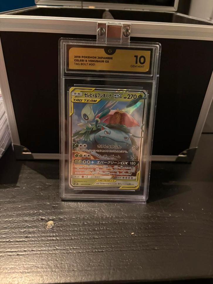 Celebi en venusaur gx grade 10, Hobby en Vrije tijd, Verzamelkaartspellen | Pokémon, Zo goed als nieuw, Meerdere kaarten, Foil