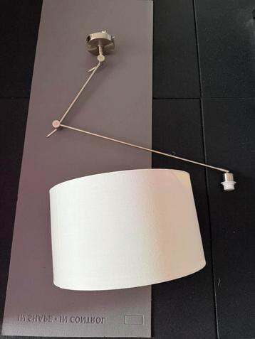 Chrome hanglamp met stofachtige kap beschikbaar voor biedingen