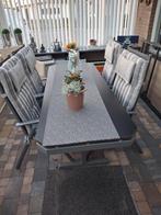 Tuintafel met 4 stoelen te koop, Ophalen, Zo goed als nieuw, Rechthoekig, Metaal