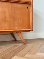 Vintage dressoir sideboard hout jaren 50/60 messing, Huis en Inrichting, Kasten | Dressoirs, Ophalen, Gebruikt, 100 tot 150 cm