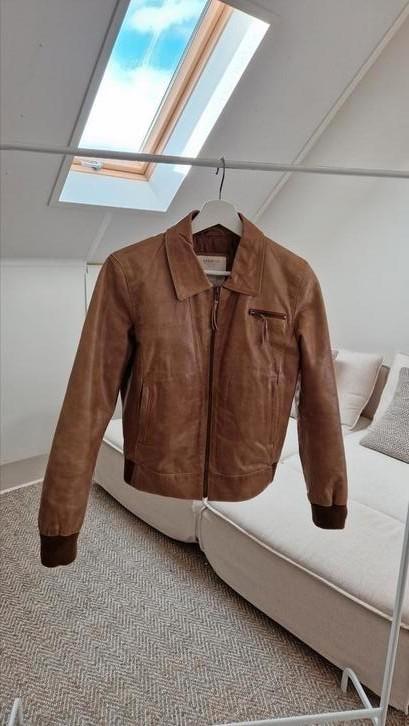 Leren jas bruin maat S merk Oakwood, Kleding | Dames, Jassen | Winter, Zo goed als nieuw, Maat 36 (S), Bruin, Ophalen of Verzenden