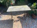 Tuintafel met smeedijzer onderstel en marmer blad., Ophalen, Gebruikt, Rechthoekig