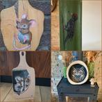 handgeschilderd, op re-used planken, Antiek en Kunst, Ophalen of Verzenden