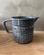 Oude Emaille  Grijsgewolkte Melkkan Kan 14 cm, Ophalen of Verzenden