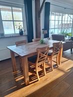 Houten eettafel met stoelen, Ophalen, 50 tot 100 cm, Landelijk, 150 tot 200 cm