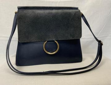 Leren Duifhuizen crossbody schoudertas, blauw beschikbaar voor biedingen