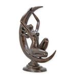 groot bronzen beeld , pikante dame op maan, Antiek en Kunst, Ophalen of Verzenden