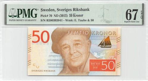 Sweden 50 Kronor 2015 Unc PMG 67 EPQ, Postzegels en Munten, Bankbiljetten | Europa | Niet-Eurobiljetten, Los biljet, Overige landen