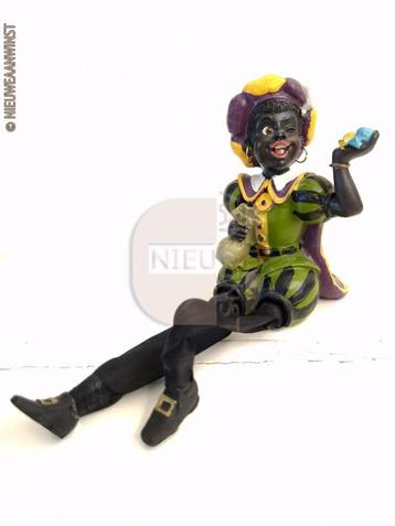 Nostalgische zwarte Piet beeld - 20cm, groen/geel/paars beschikbaar voor biedingen