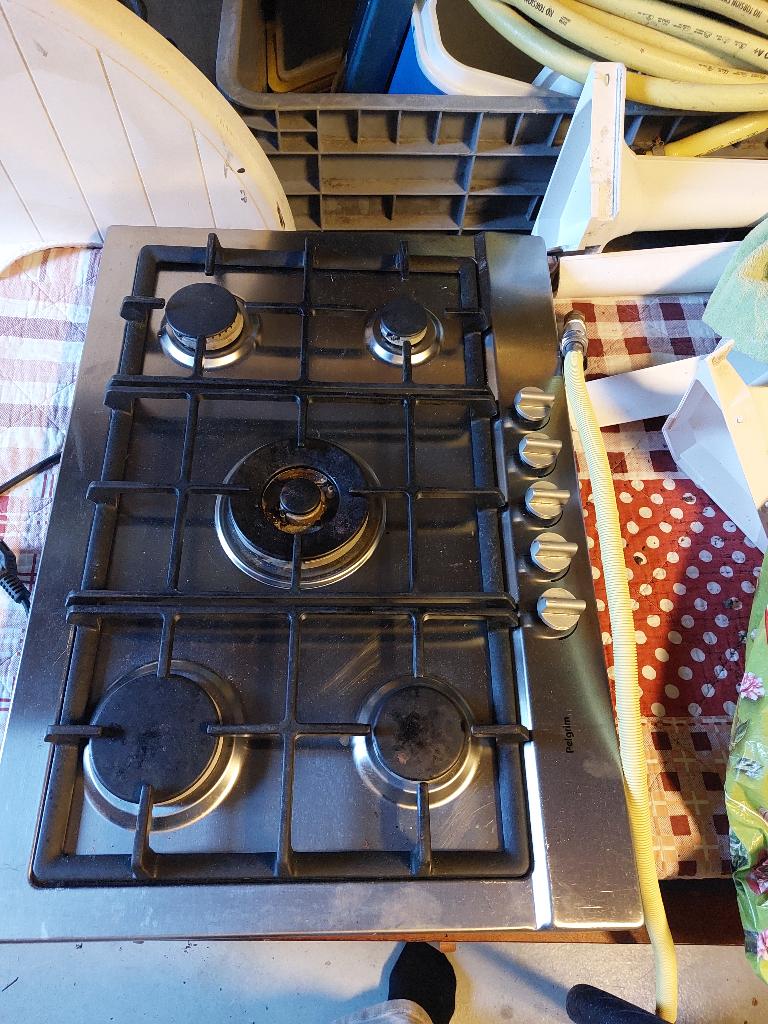 Inbouw gasstel 4 pitten en 1 wokbrander, Witgoed en Apparatuur, Kookplaten, Gebruikt, Ophalen of Verzenden, Inbouw, Gas