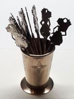 Zilveren vaasje met 12 prikkers, uniek erfgoed uit Indonesië, Ophalen of Verzenden, Zilver