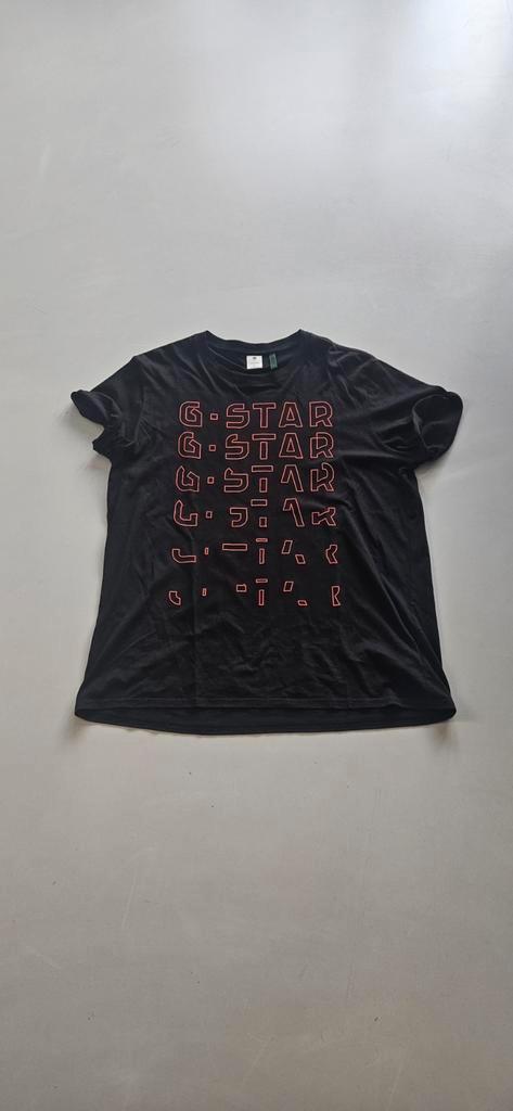 G-Star Shirt Zwart XL - Rode Letters/Stiksels, Kleding | Heren, T-shirts, Gedragen, Maat 56/58 (XL), Zwart, Ophalen of Verzenden