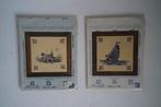 vintage makkumer tegel borduurpakket nouvelle boot dorp 2x., Hobby en Vrije tijd, Borduren en Borduurmachines, Ophalen of Verzenden