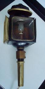 Messing koetslamp, wandlantaarn, v. elektrische verlichting, Ophalen of Verzenden, Gebruikt, Glas, Franse 19 eeuwse stijl