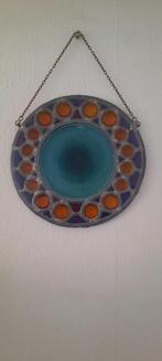 Glas in lood raamdecoratie “t blauwe oog “ diamtr 20 cm, Ophalen, Zo goed als nieuw