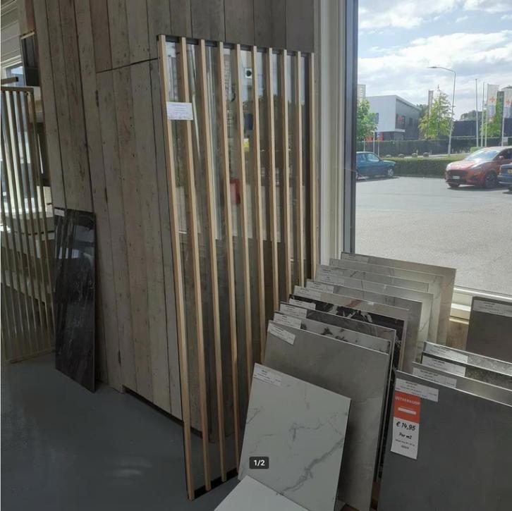 Douchewand +Nano Coating, Houtlook, 90 x 200cm, 105007, Huis en Inrichting, Woonaccessoires | Overige, Nieuw, Ophalen of Verzenden