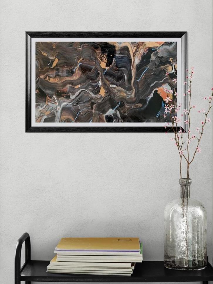 Schilderij "Stromen van Obsidiaan", Antiek en Kunst, Kunst | Schilderijen | Abstract, Ophalen