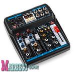Muziek mixer, Mengpaneel 4-kanaals, DSP, USB, MP3, Bluetooth