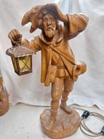 Houten beeld reiziger/muzikant ., Ophalen of Verzenden