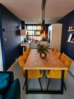 Moderne ettafel 220x100 blank eiken met zwarte poten, Huis en Inrichting, Tafels | Eettafels, Ophalen, Gebruikt, 100 tot 150 cm