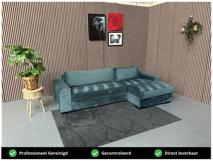 GRATIS LEVERING Zuiver Loungebank Velvet 275x155 REFURBISHED, Huis en Inrichting, Banken | Bankstellen, Zo goed als nieuw, Hoekbank
