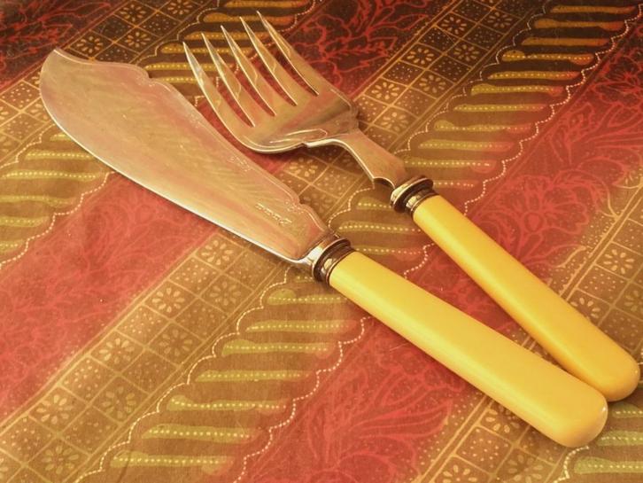 Mooi oud antiek silverplate viscouvert uit Engeland., Antiek en Kunst, Antiek | Bestek, Ophalen of Verzenden