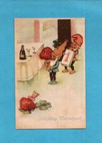 Mooie oude nieuwjaarskaart met dwergjes  M392 uit 1945, Verzamelen, Ansichtkaarten | Themakaarten, Verzenden, 1940 tot 1960, Gelopen