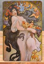ALPHONSE MUCHA Herfst Jugendstil Metalen Bord poster, Antiek en Kunst, Ophalen of Verzenden