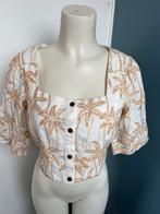 Scotch&soda kort wit linnen blouse s geborduurde palmbomen, Beige, Ophalen of Verzenden, Zo goed als nieuw, X