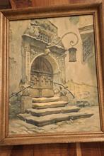 Aquarel Rathaus Rothenberg door Hans Böhme, Antiek en Kunst, Ophalen of Verzenden