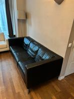 Zwarte leren bank, Ophalen, Gebruikt, Driepersoons, 200 tot 250 cm