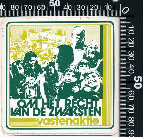 Sticker: Vastenaktie - Om het recht van de zwaksten (Groen), Verzamelen, Stickers, Zo goed als nieuw, Overige typen, Ophalen of Verzenden