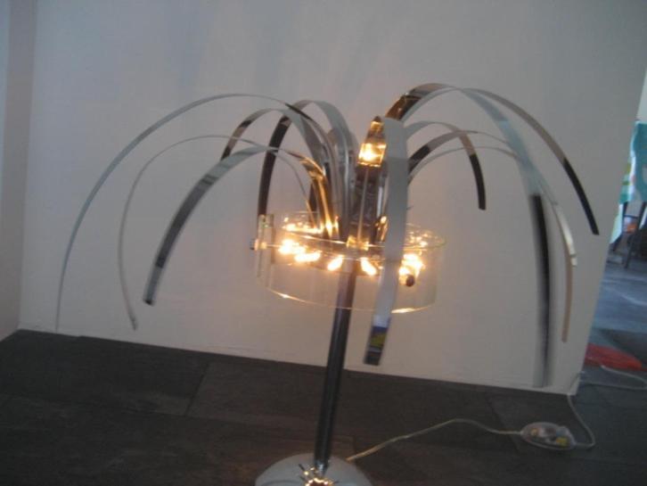 2 palmdesign tafellampen, Huis en Inrichting, Lampen | Tafellampen, Zo goed als nieuw, 50 tot 75 cm, Glas, Metaal, Ophalen