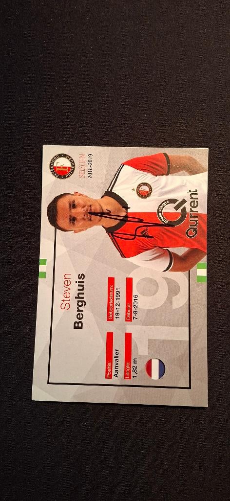 Spelerskaart met handtekening; Steven Berghuis # Feyenoord, Verzenden, Nieuw, Feyenoord, Spelerskaart