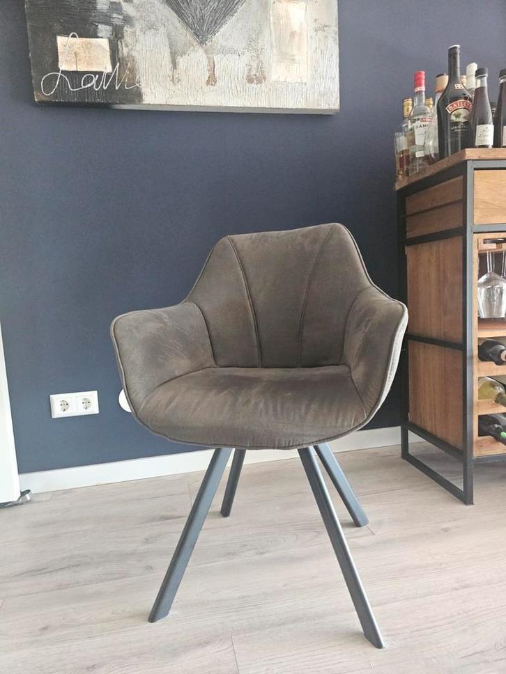 KOOPJE! 6x eetkamerstoelen grijs (Leen Bakker) model Bas, Huis en Inrichting, Stoelen, Zo goed als nieuw, Vijf, Zes of meer stoelen