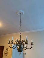 Messing bolkroon kroonluchter / kaarsenkroon met zes armen, Ophalen, Koper